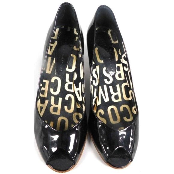 Marc By Marc Jacobs Black Patent Peep Toe Kitten Heels 38 (US 7.5)‎ - Picture 1 of 1